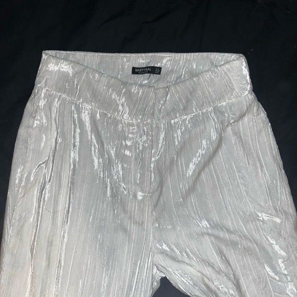 Nasty Gal Crushed Velvet Textured Wide Leg Pants. - Picture 2 of 7